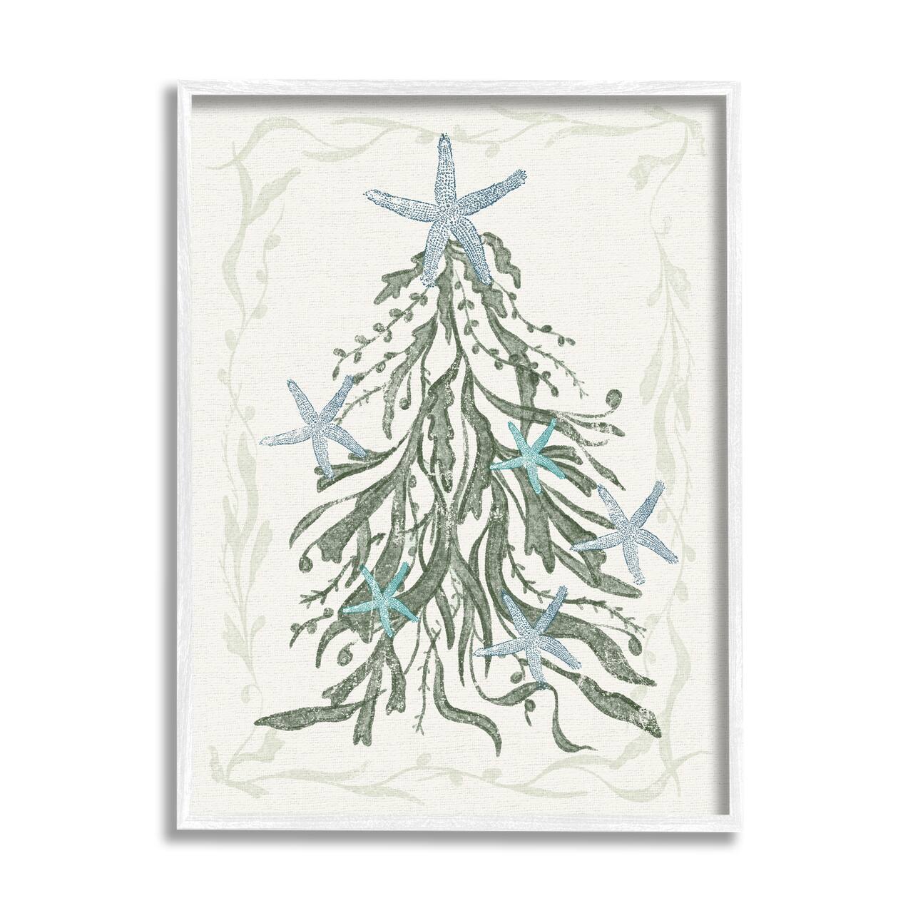 Stupell Industries Nautical Christmas Tree Sea Life Framed Giclee Art